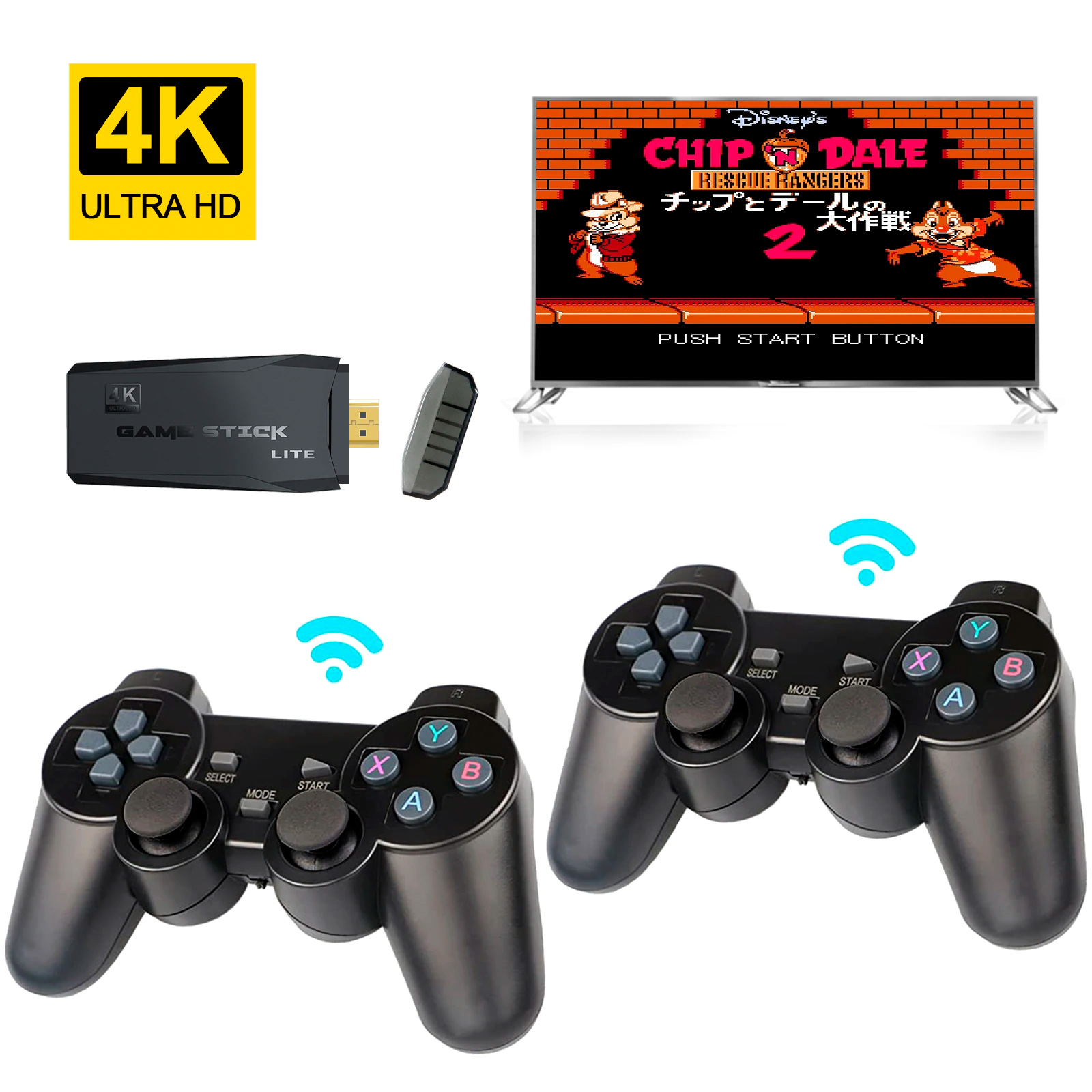 Console de videogame 2.4G duplo controlador sem fio Game Stick 4K 10000  jogos 64 32GB Retro Games para PS1/GBA - Loja Life Bit